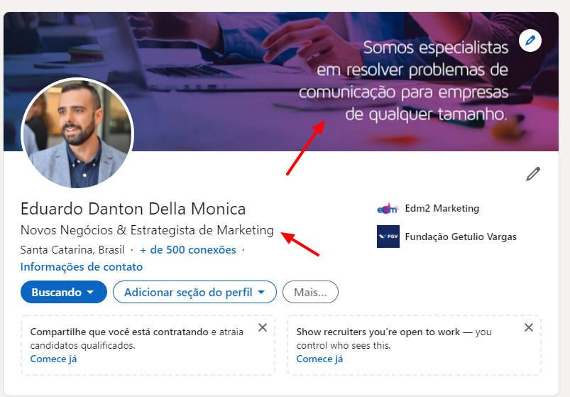 Perfil no Linkedin