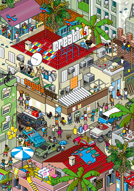 Cidade feita em pixel art